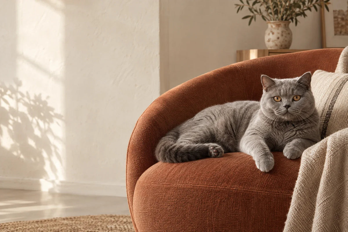 Chat au repos dans un intérieur chaleureux